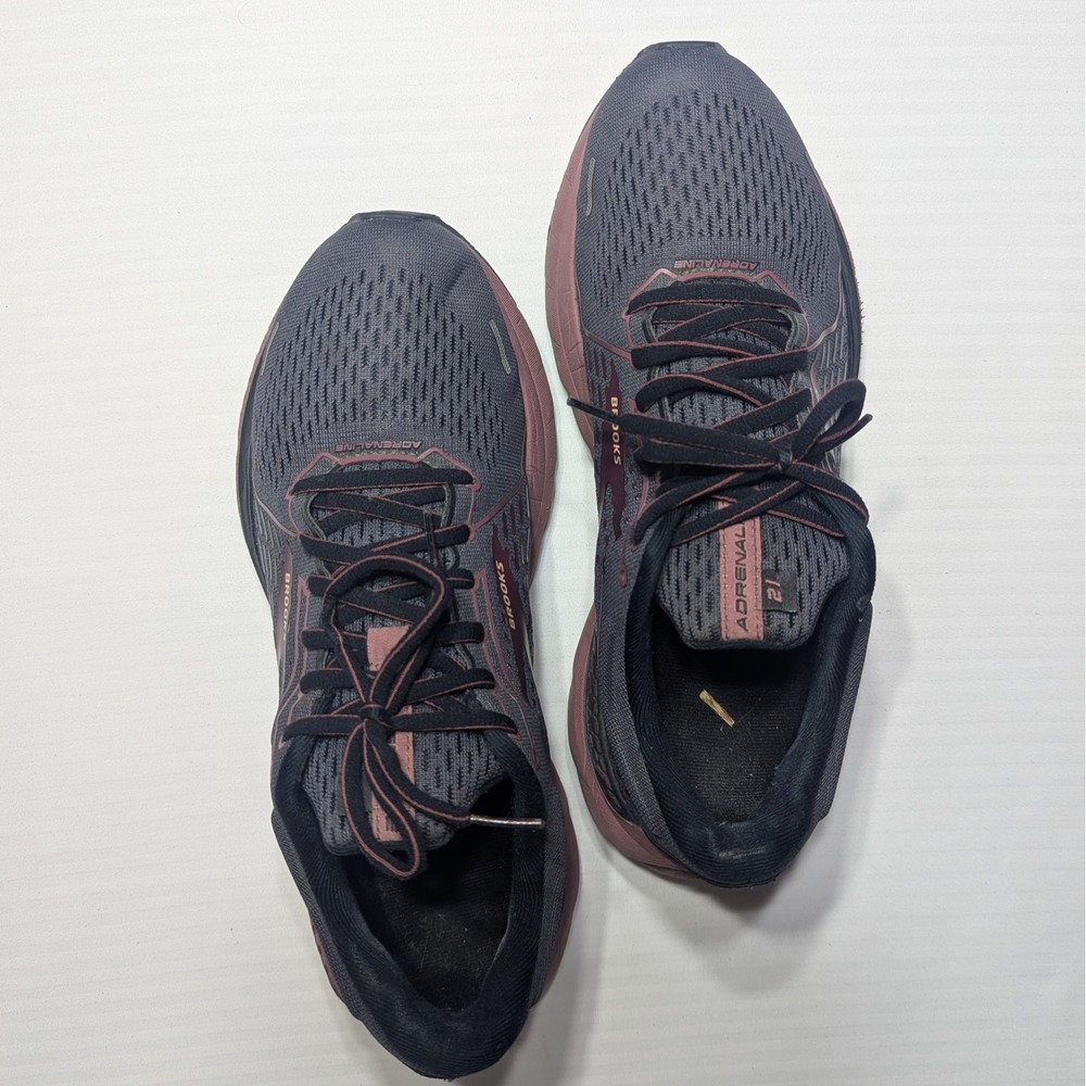 Brooks Women Adrenaline GTS 21 Running Shoe Mesh 10 B Dark Gray Mauve Athletic